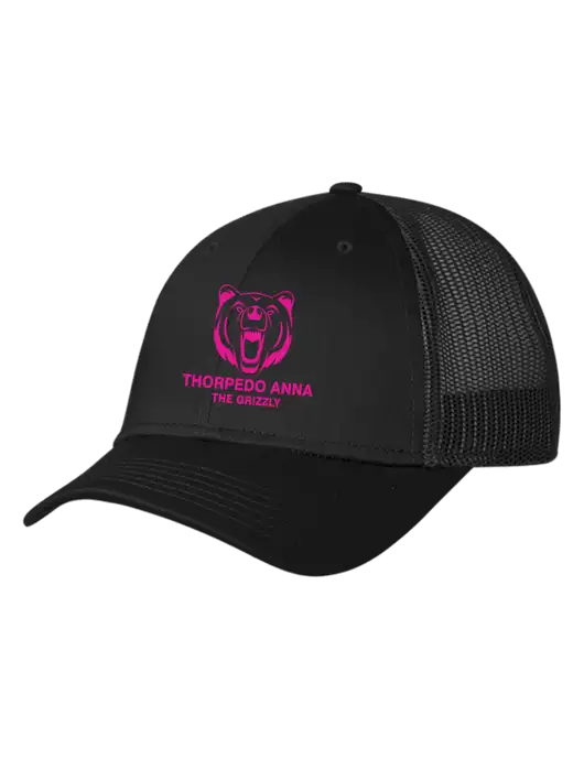 Black Mesh Trucker Cap Snap Back w/Thorpedo Anna Logo