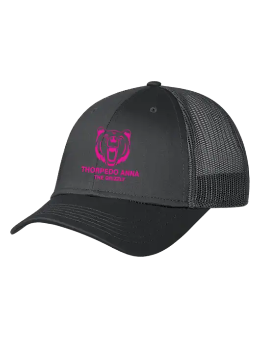 Charcoal Mesh Trucker Cap Snap Back w/Thorpedo Anna Logo